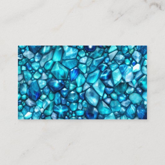 ティール（緑がかった色）エレガント宝石クリスタルハウスクリーニングメイド 名刺 (裏面)