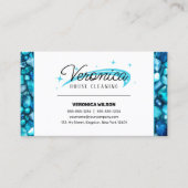 ティール(緑がかった色)エレガント宝石クリスタルハウスクリーニングメイド 名刺 (正面)