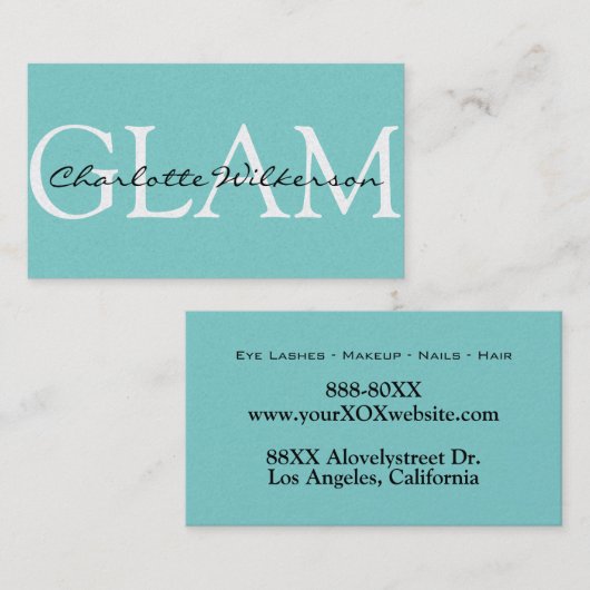 ティール（緑がかった色）エレガント白と黒 名刺 (正面/裏面)