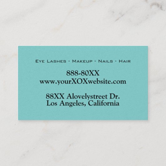 ティール（緑がかった色）エレガント白と黒 名刺 (裏面)