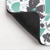 ティール(緑がかった色)エレガント褐色花イニシャル柄 マウスパッド (コーナー)