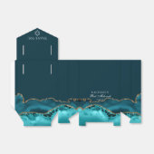 ティール(緑がかった色)エレガント金ゴールドアゲートバルミツワーパーティー フェイバーボックス (折り畳みなし)