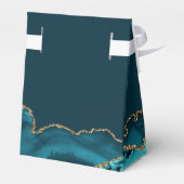 ティール(緑がかった色)エレガント金ゴールドアゲートバルミツワーパーティー フェイバーボックス (裏面サイド)