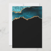 ティール（緑がかった色）エレガント金ゴールドアゲート50th誕生日パーティー 招待状 (裏面)