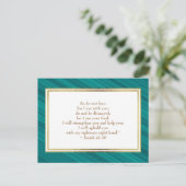 ティール（緑がかった色）エレガント金ゴールドキリスト教聖書聖句はがき ポストカード (スタンド正面)
