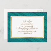 ティール（緑がかった色）エレガント金ゴールドキリスト教聖書聖句はがき ポストカード (正面/裏面)
