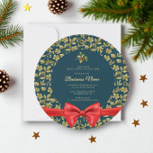 ティール（緑がかった色）エレガント金ゴールドクリスマスビジネスパーティー招待状 招待状