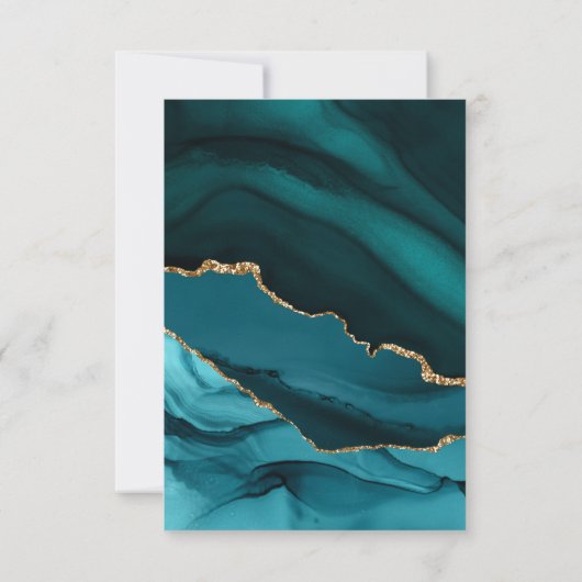 ティール（緑がかった色）エレガント金ゴールドマーブルゲート卒業 招待状 (裏面)