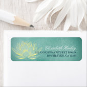 ティール（緑がかった色）エレガント金ゴールドロータスヨガ仲介インストラクター ラベル (インサイチュ)