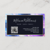 ティール（緑がかった色）エレガント金ゴールド大理石ゲートGeode QRCodeパープル 名刺 (裏面)