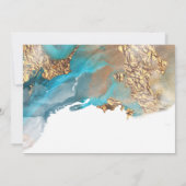 ティール（緑がかった色）エレガント金ゴールド液アルコールインクカスタム 招待状 (裏面)