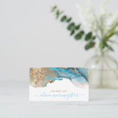 ティール(緑がかった色)エレガント金ゴールド液アルコールインク 名刺 (スタンド正面)