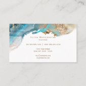 ティール(緑がかった色)エレガント金ゴールド液アルコールインク 名刺 (裏面)