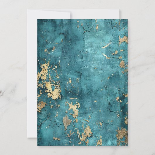 ティール（緑がかった色）エレガント金ゴールド聖書聖書聖書聖書聖書聖書聖書聖書聖書聖結婚教会 招待状 (裏面)