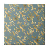 ティール（緑がかった色）エレガント金ゴールド タイル (正面)