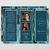 ティール（緑がかった色）エレガント銀Agateパンフレット (正面/裏面)