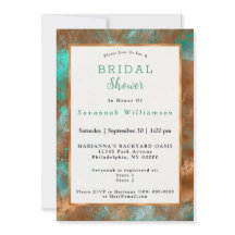 ティール（緑がかった色）エレガント銅パティーナ抽象芸術ブライダルシャワー