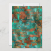 ティール（緑がかった色）エレガント銅抽象芸術シックブライダルシャワー 招待状 (裏面)