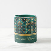 ティール(緑がかった色)エレガント-金ゴールドコーヒーマグ マグカップ (中央)