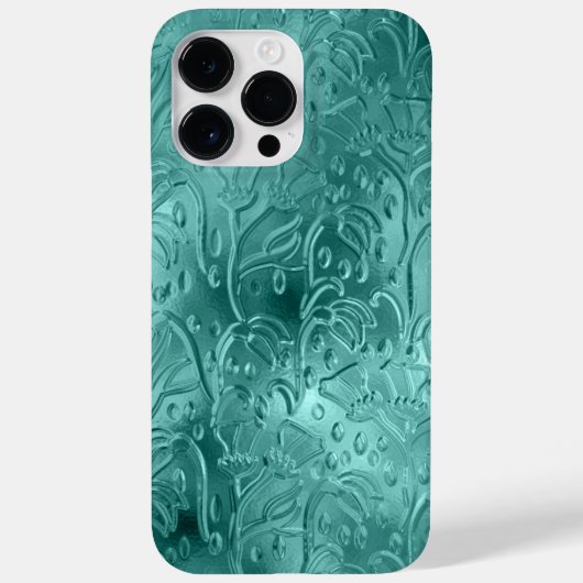 ティール(緑がかった色)エンボスメタリックルック装飾 Case-Mate iPhoneケース (裏面)