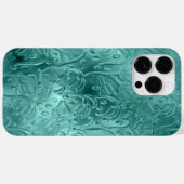 ティール(緑がかった色)エンボスメタリックルック装飾 Case-Mate iPhoneケース (裏面 (横))