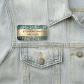 ティール(緑がかった色)オパールフェイクゴールドフォイルグリッター名タグ 名札 (インサイチュ)