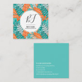 ティール（緑がかった色）&オレンジアーバン離れジャングルビジネスカード スクエア名刺 (正面/裏面)