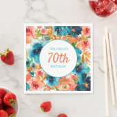 ティール（緑がかった色）オレンジウォーターカラーフローラ70誕生日 スタンダードランチョンナプキン (インサイチュ)