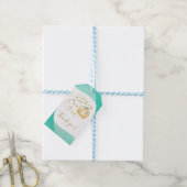 ティール(緑がかった色)オレンジカボチャ秋ベビーシャワーサンキュー ギフトタグ (より糸付き)