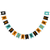 ティール（緑がかった色）&オレンジキュート幽霊ハロウィーンキャンディ誕生日 バンティングフラッグ (全)