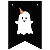 ティール（緑がかった色）&オレンジキュート幽霊ハロウィーンキャンディ誕生日 バンティングフラッグ (第1の旗)