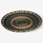 ティール（緑がかった色）オレンジスパイラルビ自然ーブデザイン ペーパープレート (アングル)