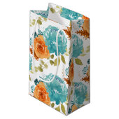 ティール（緑がかった色）オレンジテラコッタボホフローラ スモールペーパーバッグ (正面アングル)