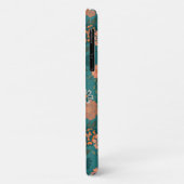 ティール(緑がかった色)オレンジトレンディーフローラつる植物花模様 Case-Mate iPhoneケース (裏面/左)