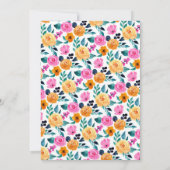 ティール（緑がかった色）オレンジピンクシンプルフローラスクリプエレガントト 招待状 (裏面)