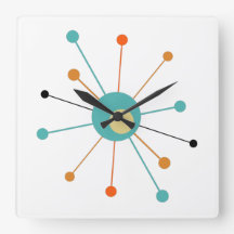 ティール（緑がかった色）オレンジ原子時代スターバストミッドセンチュリー