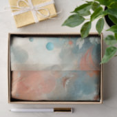 ティール(緑がかった色)、オレンジ、クリーム消音の花のパターン 薄葉紙 (ギフト)