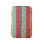 ティール（緑がかった色）、オレンジ、ブラック、レッドビーチタオルストライプ類 バスマット (正面縦)