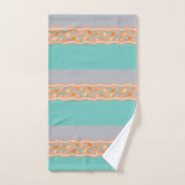 ティール（緑がかった色）、オレンジ、灰色タオルセット バスタオルセット (ハンドタオル)