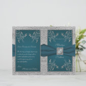 ティール（緑がかった色）オンピューター結婚式 プログラム (スタンド正面)