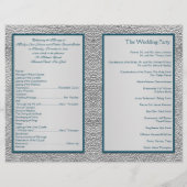 ティール（緑がかった色）オンピューター結婚式 プログラム (裏面)