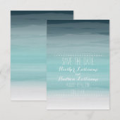 ティール（緑がかった色）オンブレウェディング日付を保存 セーブザデート (正面/裏面)