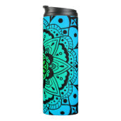 ティール(緑がかった色)オンブレマンダラフラワーサーマルタンブラー タンブラー (回転右)