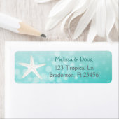 ティール（緑がかった色）オーシャニックヒトデ差出人住所ラベル ラベル (インサイチュ)