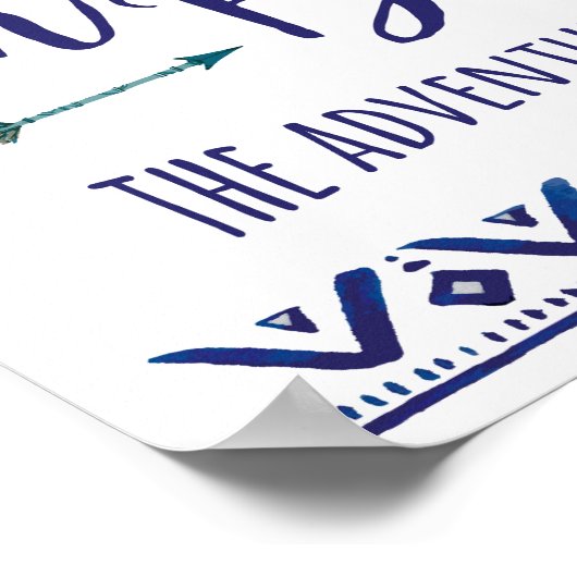 ティール（緑がかった色）オ少年の部族の赤ちゃんシャワーのサイン ポスター (角)