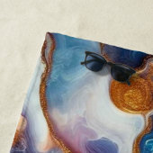 ティール（緑がかった色）カスタムアクアゴールデン瑪瑙モノグラム ビーチタオル (インサイチュ)