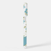 ティール(緑がかった色)カスタムアクアブルーセージグリーンフラワーズアート iPhoneケース (右側面)