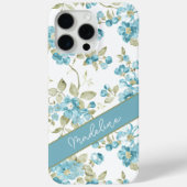 ティール(緑がかった色)カスタムアクアブルーセージ緑の花パターン Case-Mate iPhoneケース (裏面)