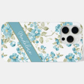 ティール(緑がかった色)カスタムアクアブルーセージ緑の花パターン Case-Mate iPhoneケース (裏面 (横))
