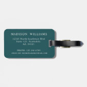 ティール(緑がかった色)カスタムグリーンイエローブラックシェブロンパターン ラゲッジタグ (裏面横)